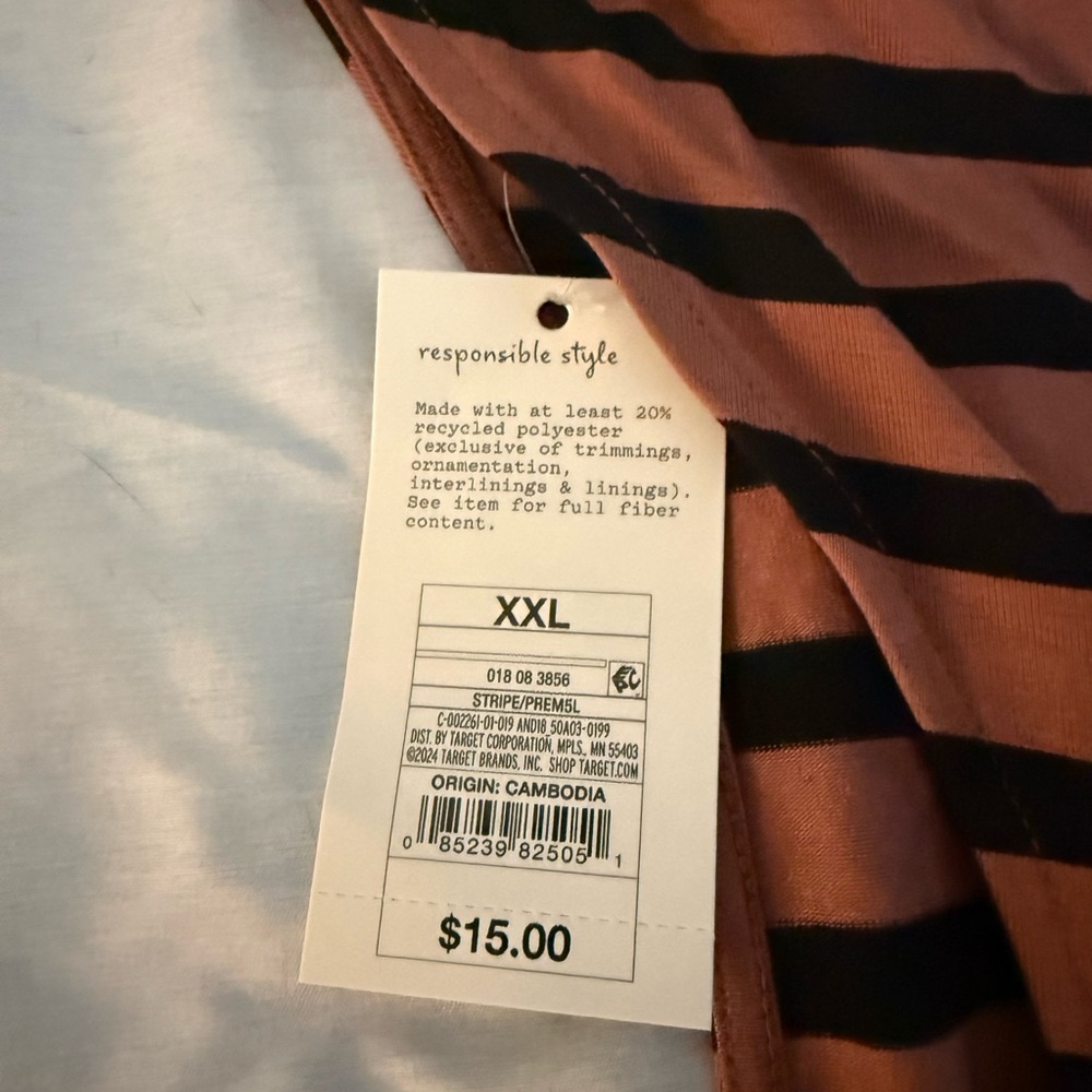 a new day Rust and Black Striped Tee
